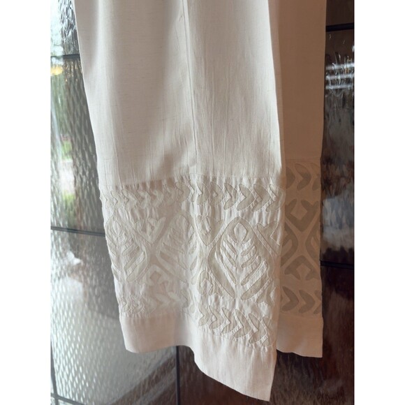 "Behbud Boutique"  Size Large White Embroidery  Pant Pakistani Linen  Blend Boho - Picture 2 of 8